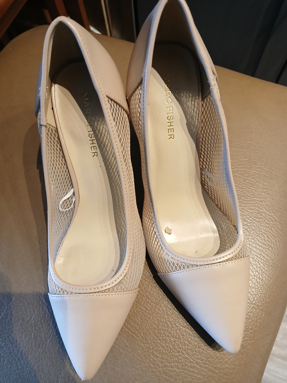 Marc Fisher Cream Mesh Pointed-Toe Pumps